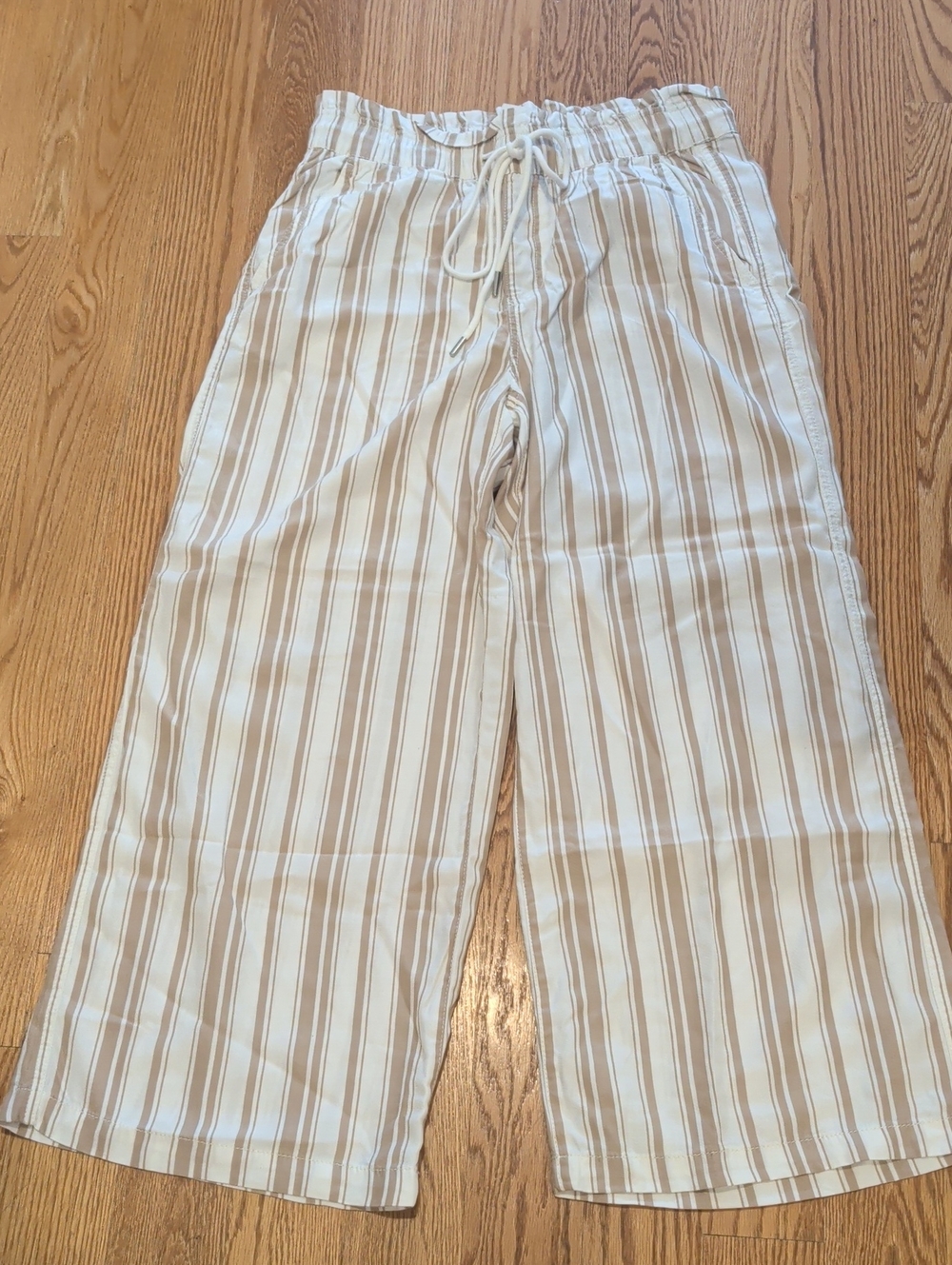 Net LOFT Striped Pull-On Pants in Cream and Tan